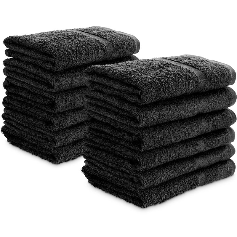 SIMPLI-MAGIC 79178 Cotton Hand Towels, 16"x27", Black, Not Bleach Proof, 12 Count - Image 1